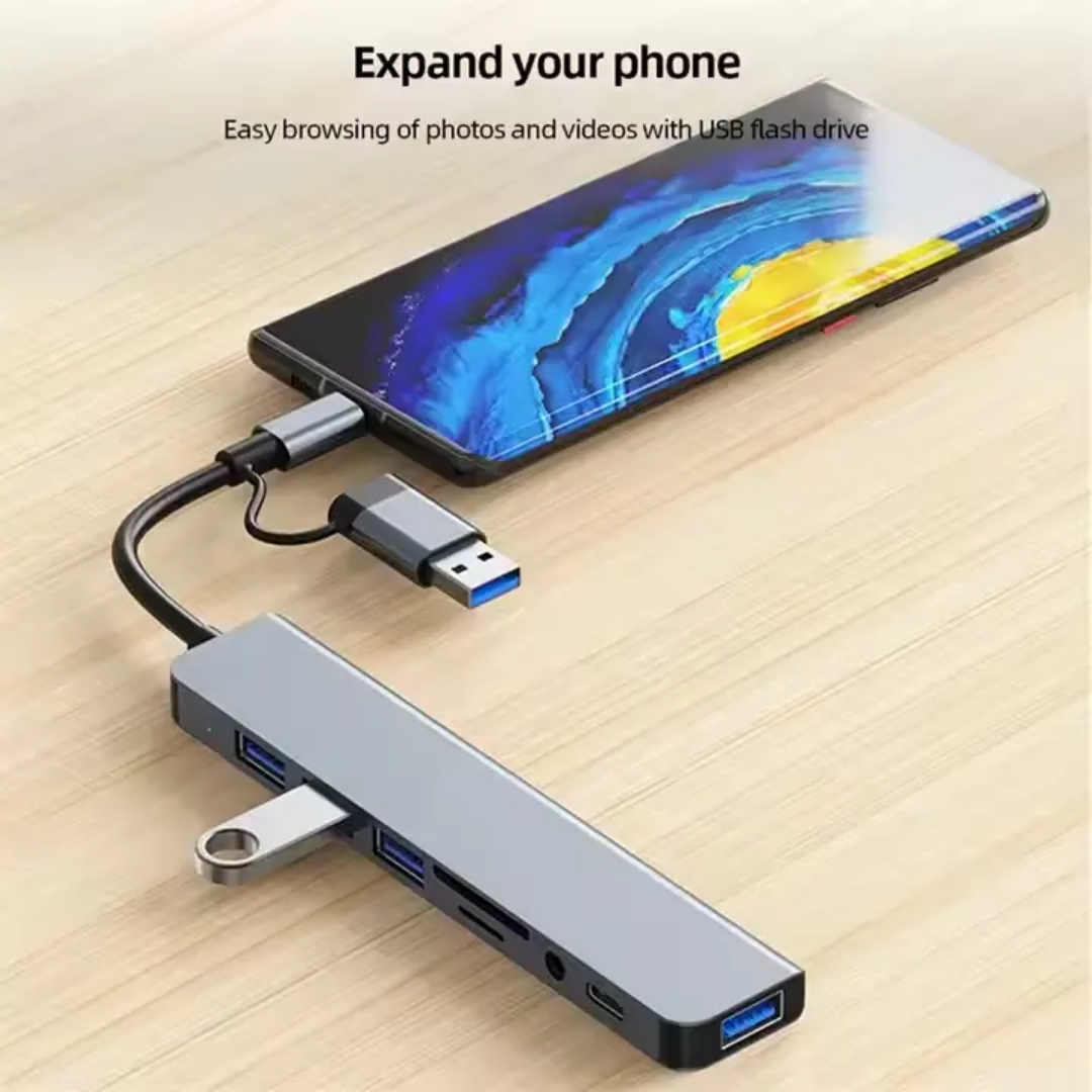 Hub USB-C Multifonction 8-en-1 – Connectivité Totale & Performance
