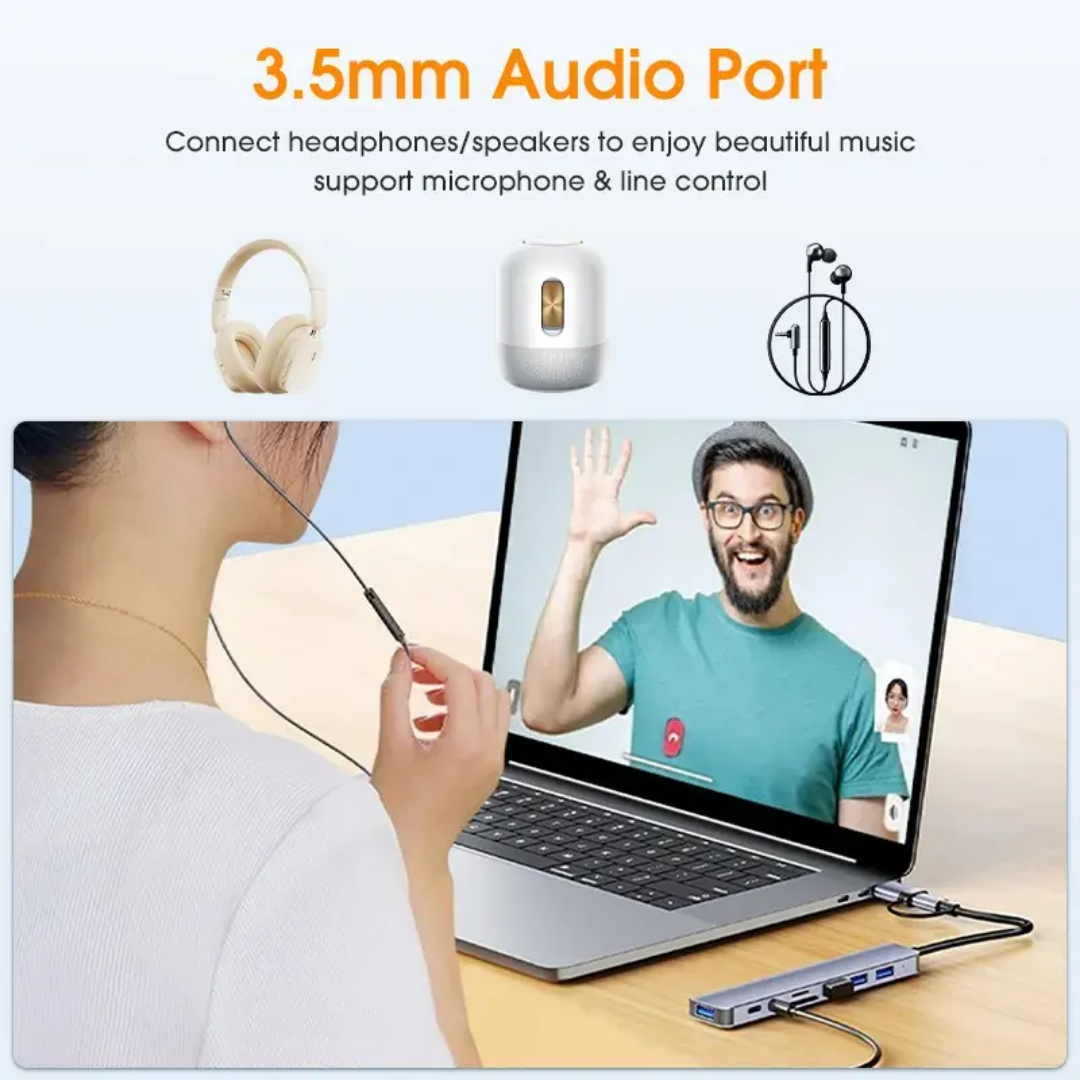 Hub USB-C Multifonction 8-en-1 – Connectivité Totale & Performance