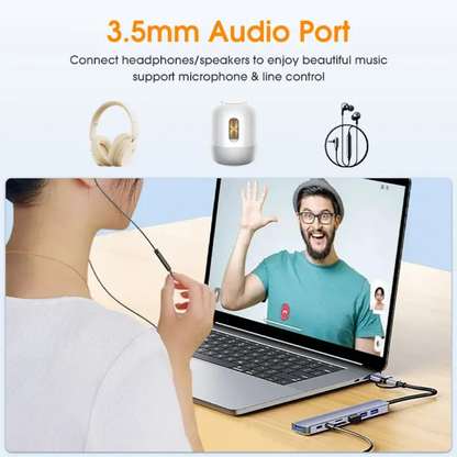 Hub USB-C Multifonction 8-en-1 – Connectivité Totale &amp; Performance