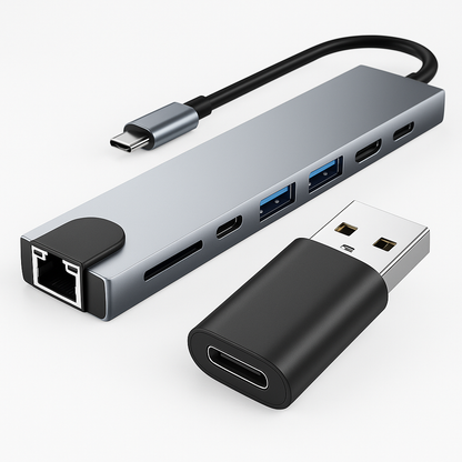 Hub USB-C Multifonction 9-en-1 - Adaptateur Ultra-Polyvalent pour Ordinateurs et Tablettes